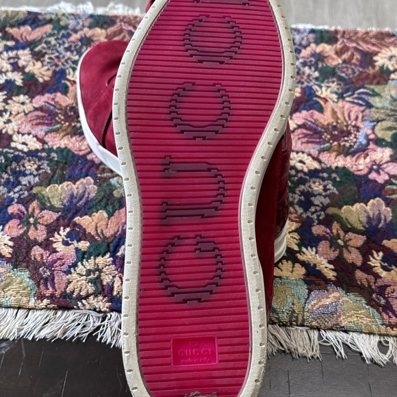 Gucci GG Hightop Red Suede Leather Men’s Fashion Sneakers Size 13 C - Picture 10 of 13